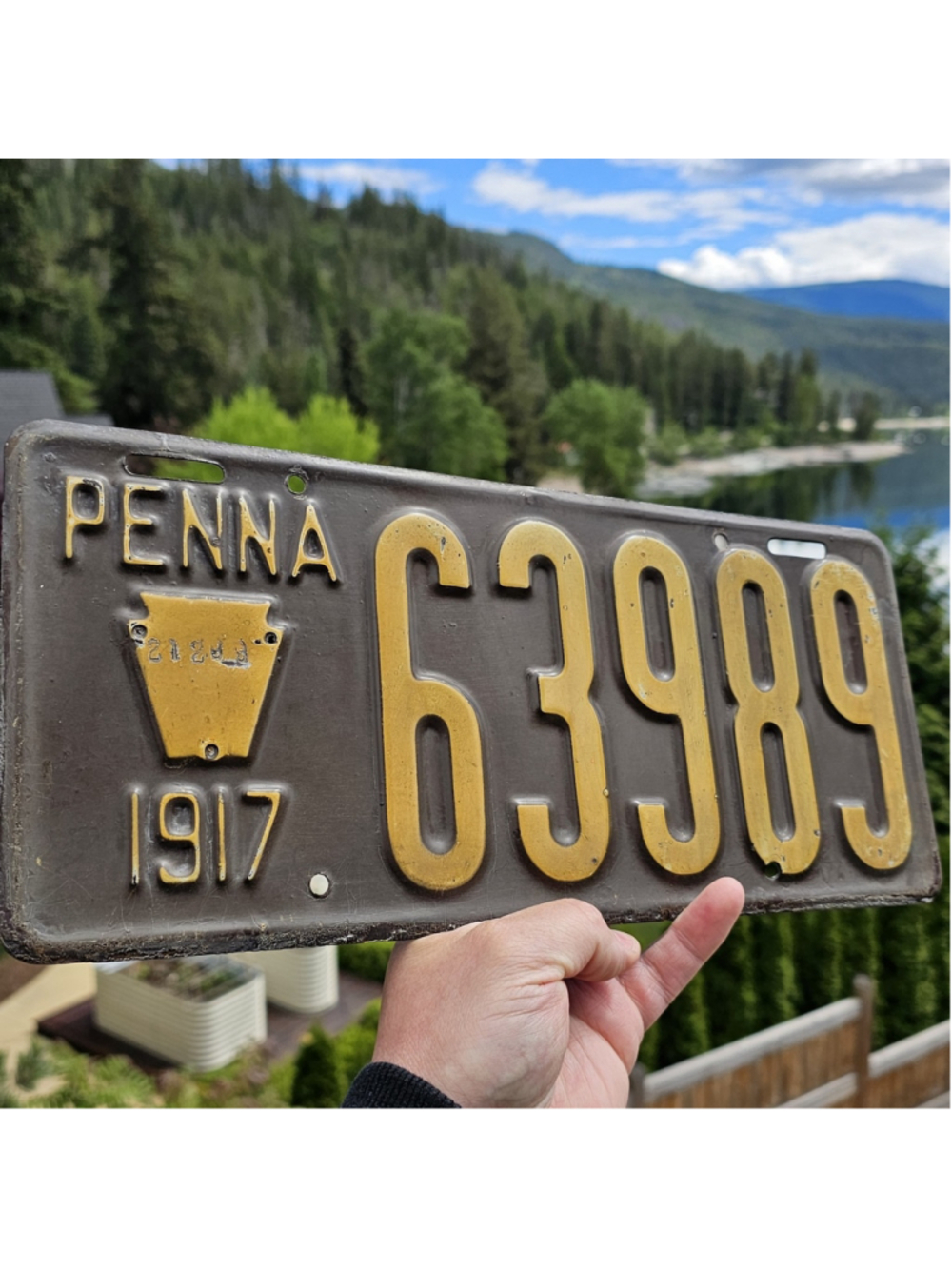 1917 Pennsylvania PENNA License Plate #63989 Antique Auto Tag